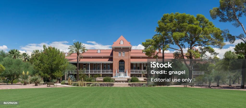 Old Main building at the University of Arizona Tucson, Arizona, USA - August 9, 2017: Exterior of the Old Main building on the campus of the University of Arizona University of Arizona Stock Photo