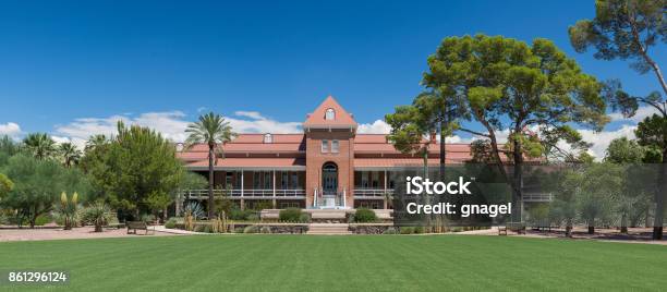 Old Main Building At The University Of Arizona Stock Photo - Download Image Now - University of Arizona, Panoramic, Building Entrance