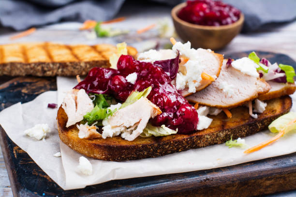 istock Homemade turkey leftover sandwich with cranberry sauce 861300004