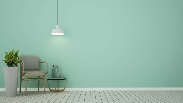 istock 3D interior rendering living space and wall decoration 861306198