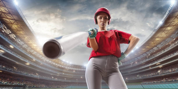 istock Softball female player on a professional arena 861307694