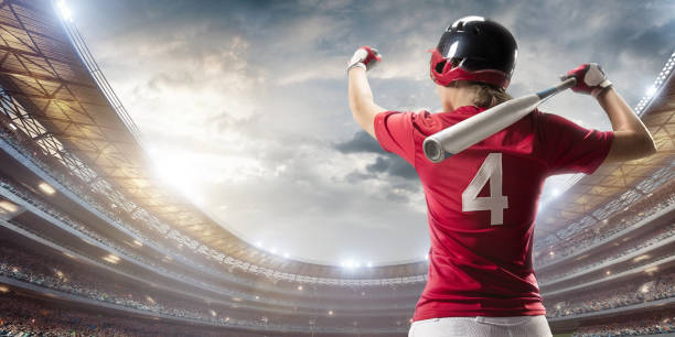 istock Softball female player on a professional arena 861307774