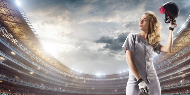 istock Softball female player on a professional arena 861307794