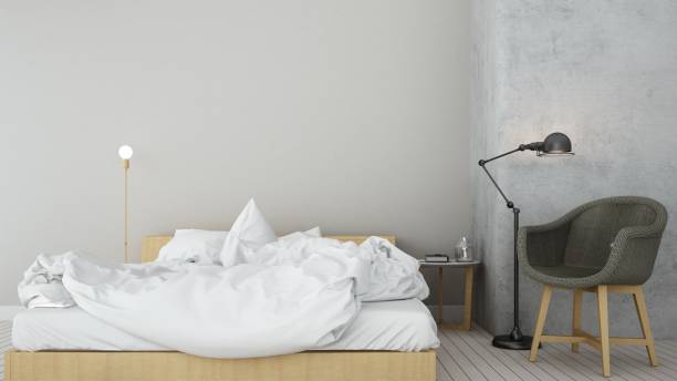 istock 3D interior minimal rendering bedroom space and wall decoration empty room in hotel 861310162
