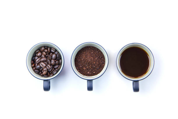 istock Three steps of coffee preparation isolated on white background 861310626
