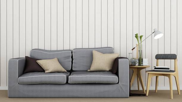 istock Interior living space in condominium and wall wood decoration - 3D Rendering 861313682