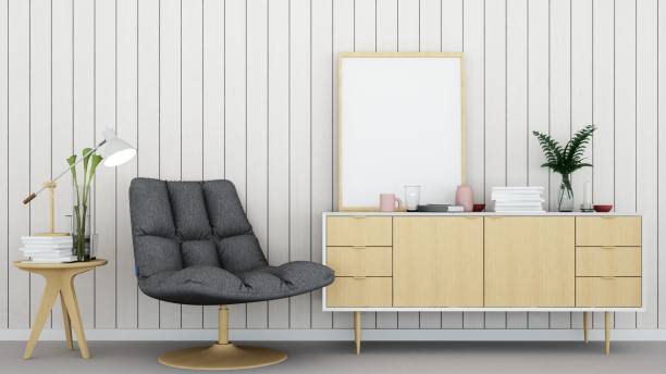 istock Interior living space in condominium and wall wood decoration - 3D Rendering 861313852