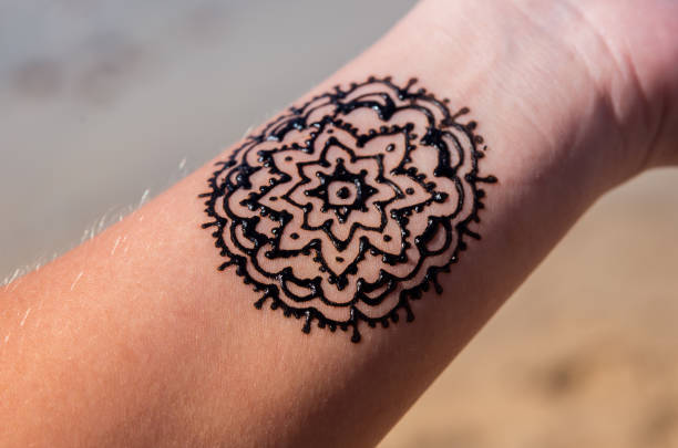 hand with mandala pattern tattoo henna mehendi