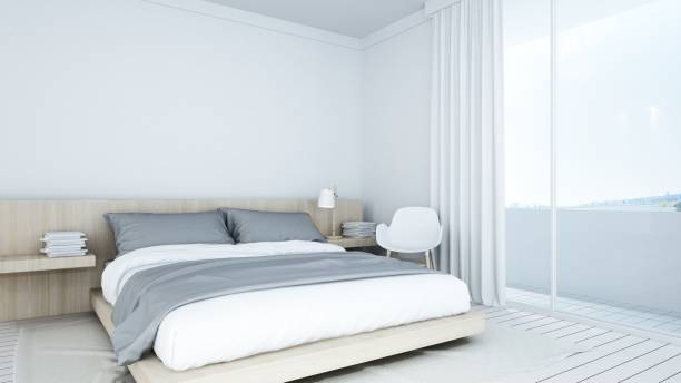 istock 3D Rendering interior minimal bedroom space in condominium and wall decoration decoration 861314630
