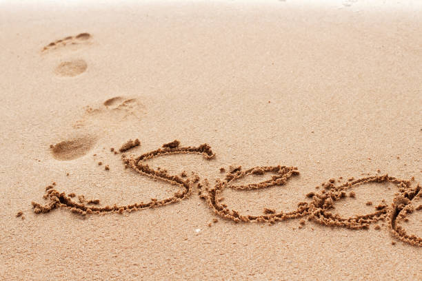 istock Sea word handwritten on the sand 861314652