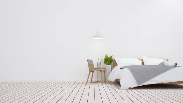 istock 3D Rendering interior minimal bedroom space in condominium and wall decoration decoration 861314706