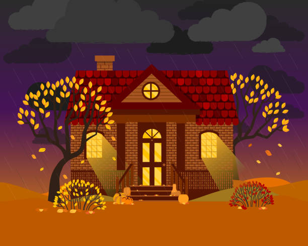 Vector illustration with country house in flat style vector art illustration