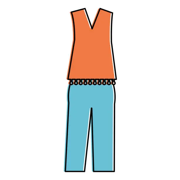 Vector illustration of casual clothing from the sixties