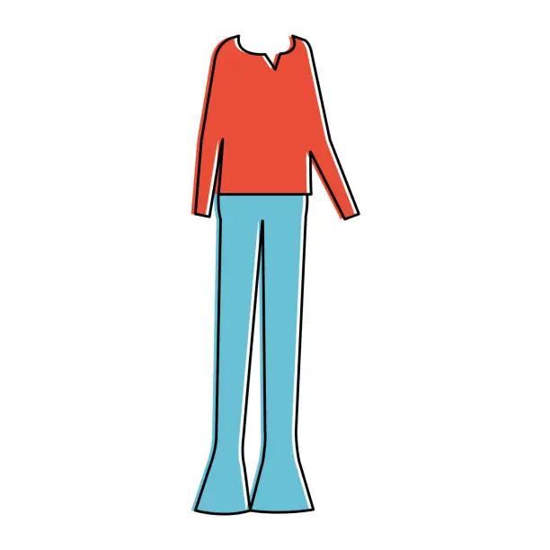 Vector illustration of casual clothing from the sixties