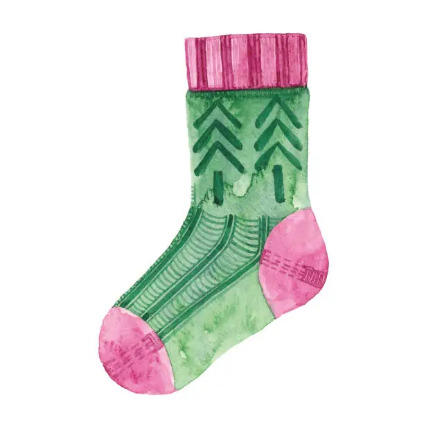 Vector illustration of Watercolor Knit Sock
