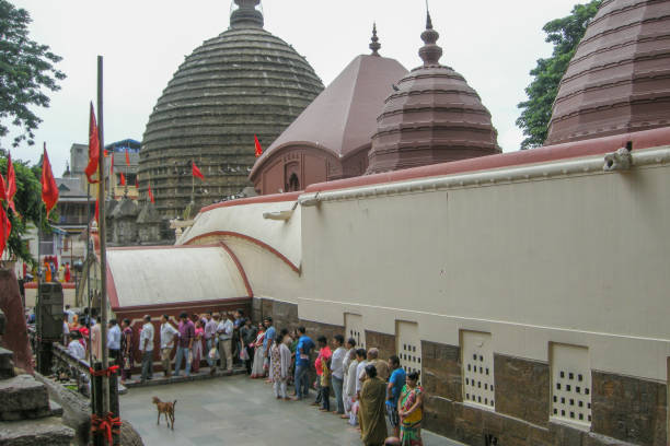 View of Kamakhya Temple, Guwahati, Assam. Guwahati, Assam: Hindu devotees que at Kamakhya Temple or Kamrup-Kamakhya temple, dedicated to the mother goddess Kamakhya. It is famous Hindu religious destination. guwahati stock pictures, royalty-free photos & images