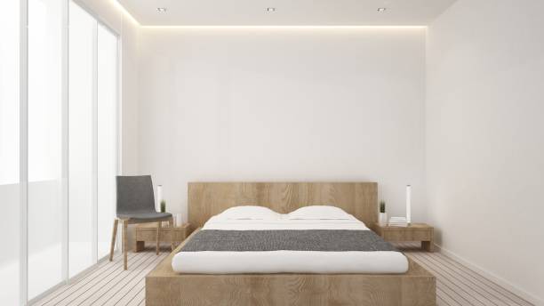 istock The 3D rendering Bedroom space interior minimal and wall decoration empty in hotel 861322546