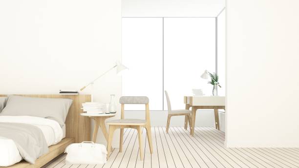 istock Bedroom space interior minimal and wall decoration empty in apartment- 3D rendering 861325686