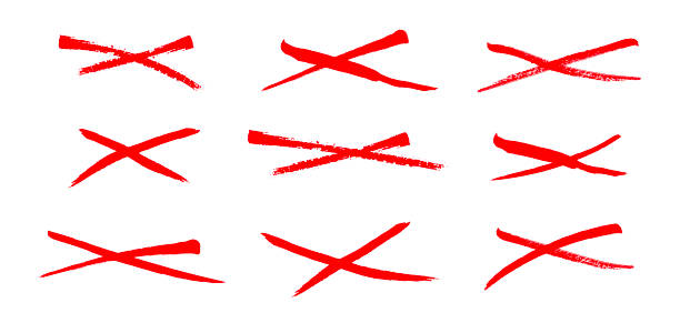 Crossed lines x mark hand drawn lines.