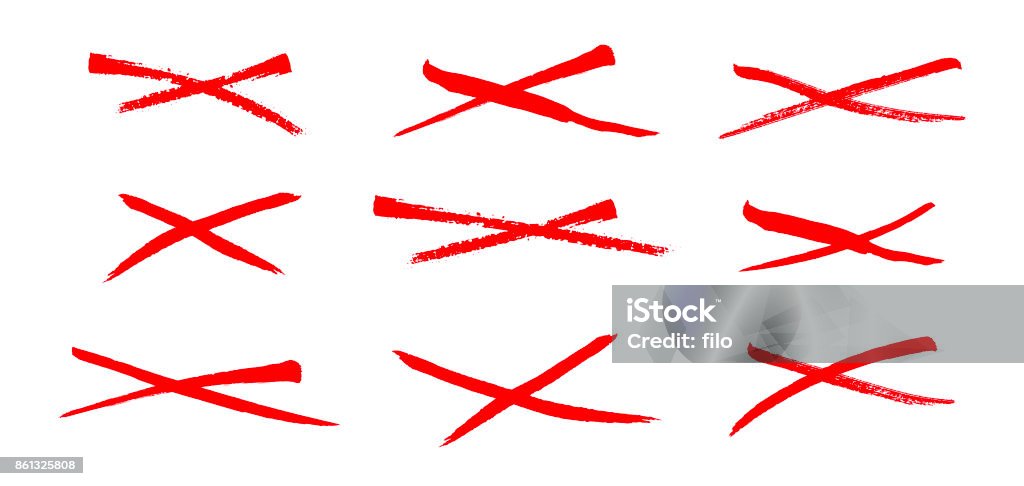 Crossed Out X mark Hand Drawn Crossed lines x mark hand drawn lines. Strikethrough stock vector