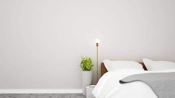 istock Bedroom space interior minimal and wall decoration empty in apartment- 3D rendering 861325912