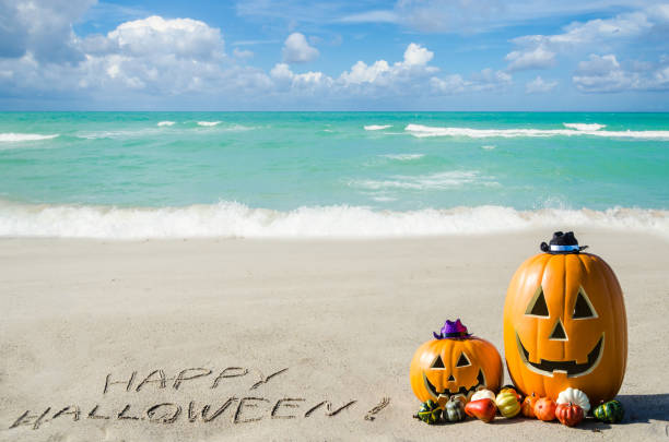 Ocean Halloween background stock photo