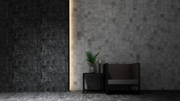 istock 3d rendering The interior relax space furniture and background decoration material stone - empty space 861333696