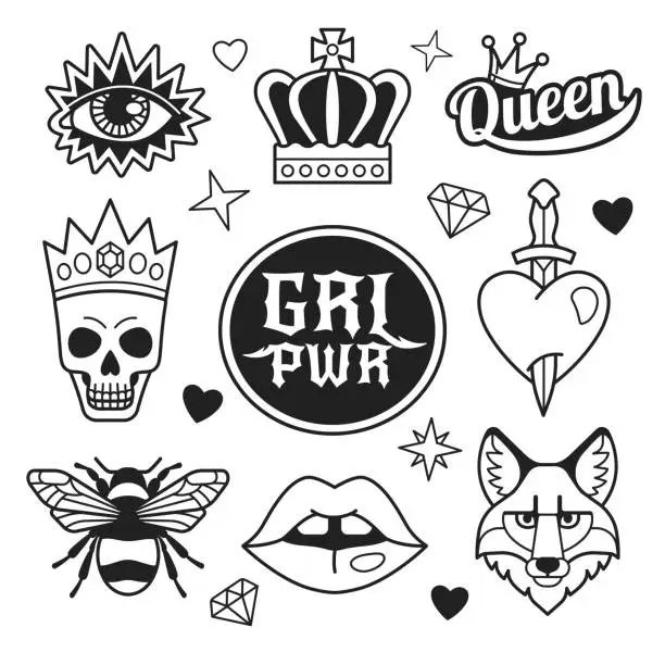 Vector illustration of Fashion patches collection.