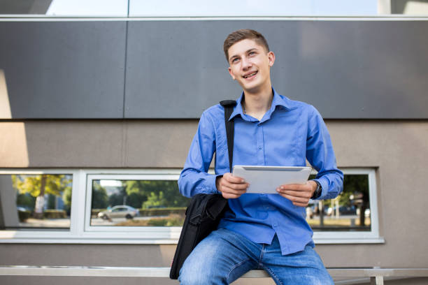 istock Happy manager with tablet on the street 861337376