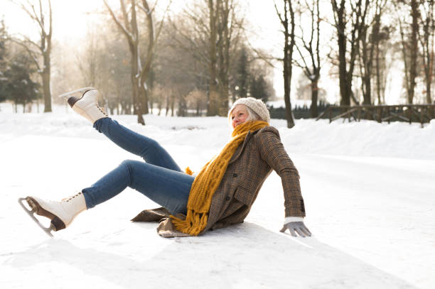 istock Senior woman on the ice after a fall. 861337482