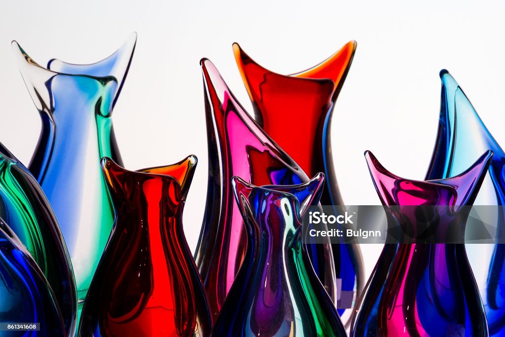 schöne bunte Murano-Glas handgefertigt in Venedig, Italien auf dem weißen Hintergrund - Lizenzfrei Glas Stock-Foto