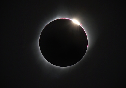 The final moments of the total solar eclipse of 2017 with diamond ring effect as the sun reappears
