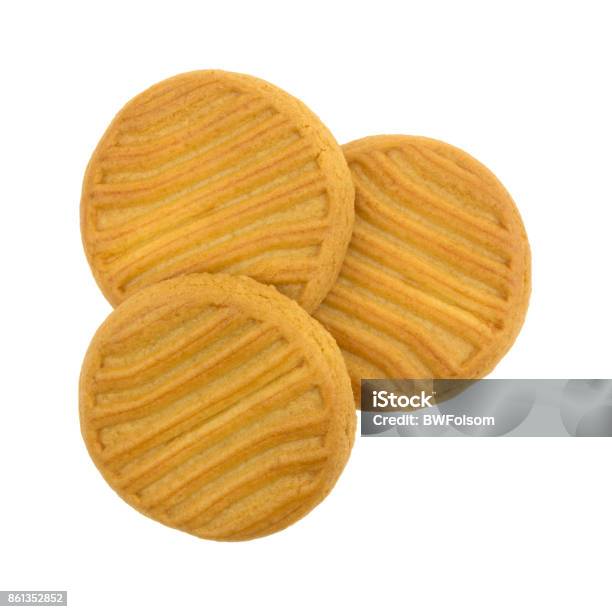 Three Sugar Free Shortbread Cookies Stock Photo - Download Image Now - Baked, Brown, Cookie