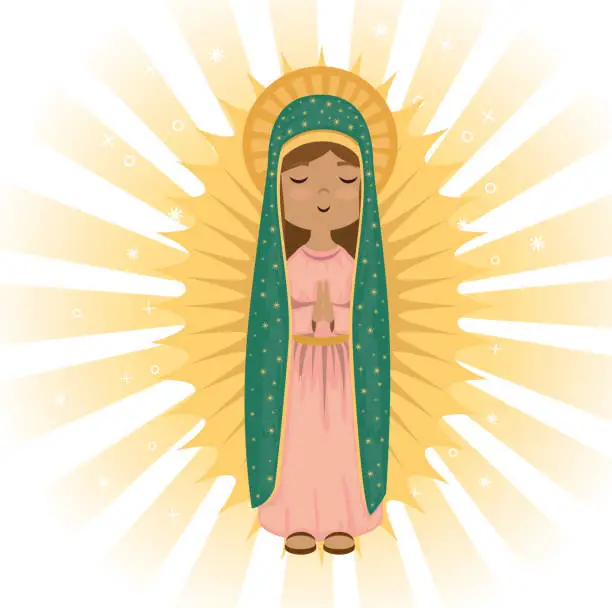 Vector illustration of holy virgin of guadalupe religious card