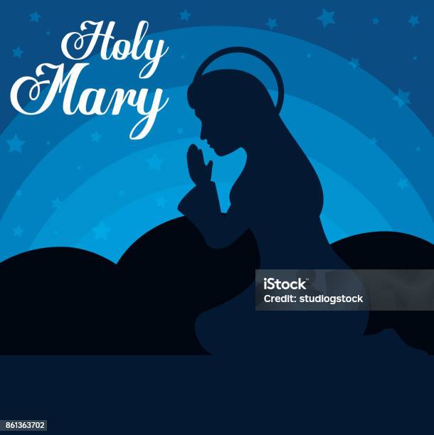 Holy Mary Religious Card Stock Illustration - Download Image Now - Art, Arts Culture and Entertainment, Bethlehem - West Bank