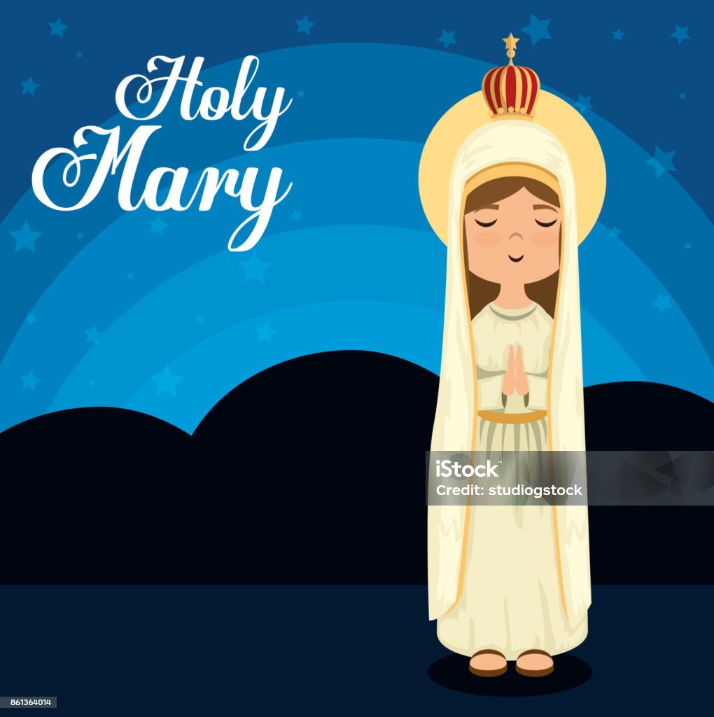holy mary religious card holy mary religious card vector illustration design Art stock vector