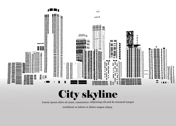 평면 스타일 있는 도시의 실루엣. 현대 도시 landscape.vector 그림 - skyscraper office building built structure new york city stock illustrations