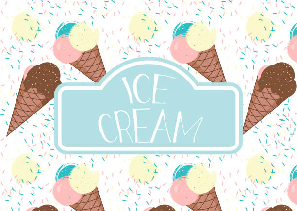 симпатичный конус мороженого знак шаблона - melting ice cream cone chocolate frozen stock illustrations