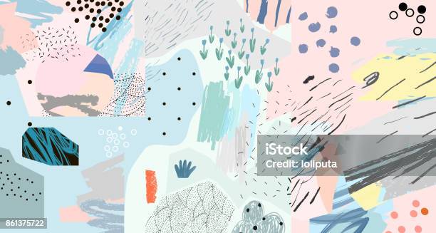 Creative Art Header With Different Shapes And Textures Stock Illustration - Download Image Now