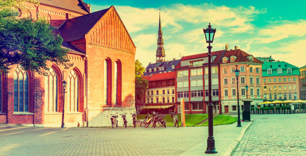 istock Dome square and the biggest chuches in Riga, Latvia 861375980