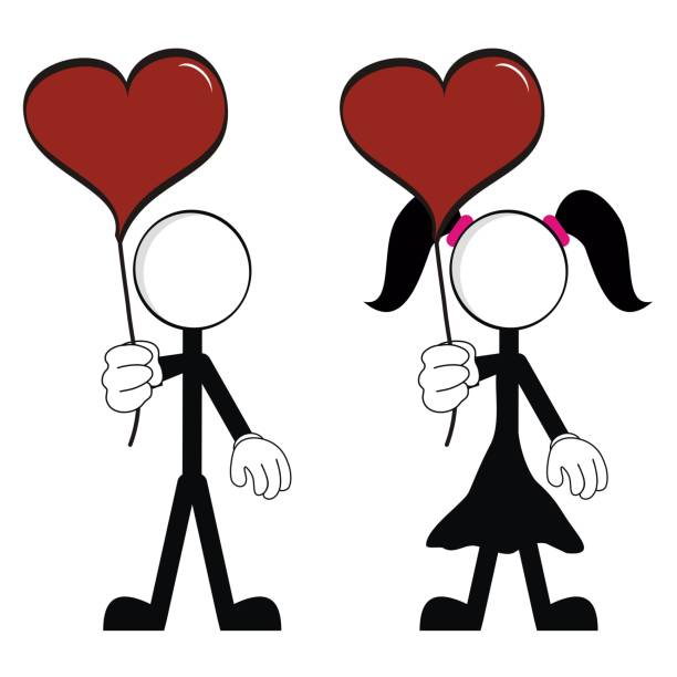 ilustrações de stock, clip art, desenhos animados e ícones de cartoon pictograms love stick man and girl5 - girl5