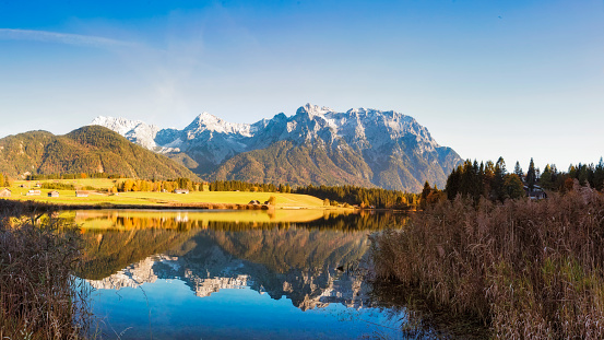 Schmalensee,Karwendel Mountains, Autumn, Reflection, Werdenfels, Mittenwald, Bavaria