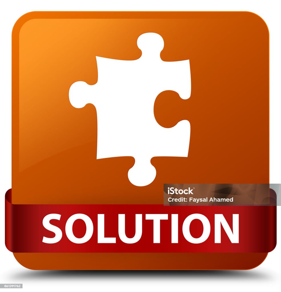 Solutions Ribbon Image Solution Brown Square Button Red Ribbon In Middle Stock Illustration ...