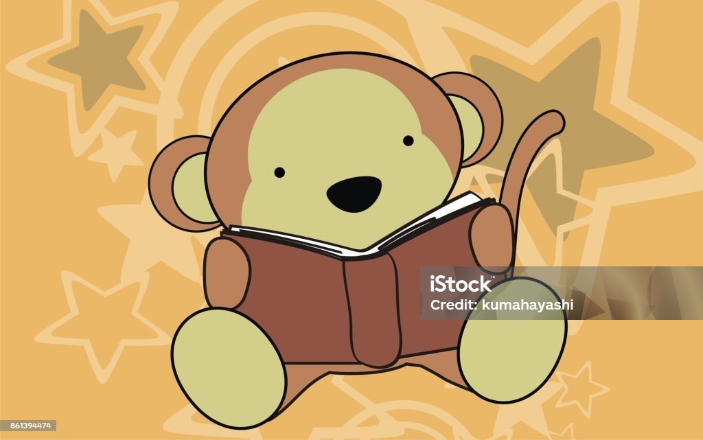 Cute Monkey Baby Reading Cartoon Background Stock Illustration - Download  Image Now - Animal, Baby - Human Age, Book - iStock