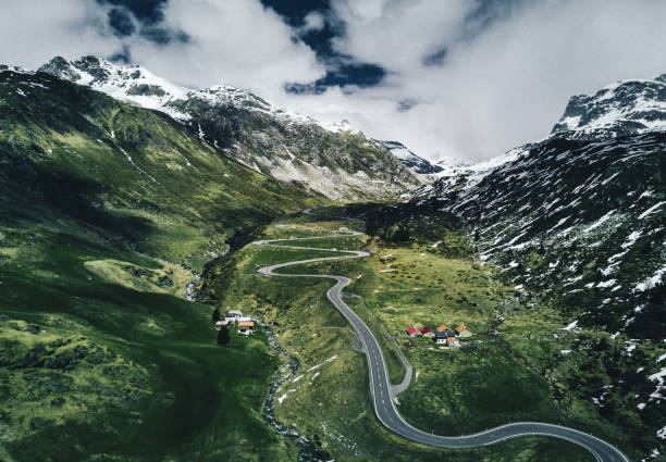 julier pass road in switzerland julier pass road in switzerland lepontine alps stock pictures, royalty-free photos & images