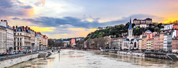 istock Saone river in Lyon city at sunset 861408134