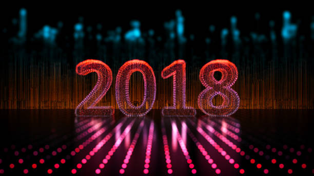 istock Defocused Digital concept Happy New Year 2018 861409396