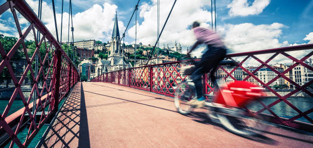 istock Bike on red footbridge 861409716