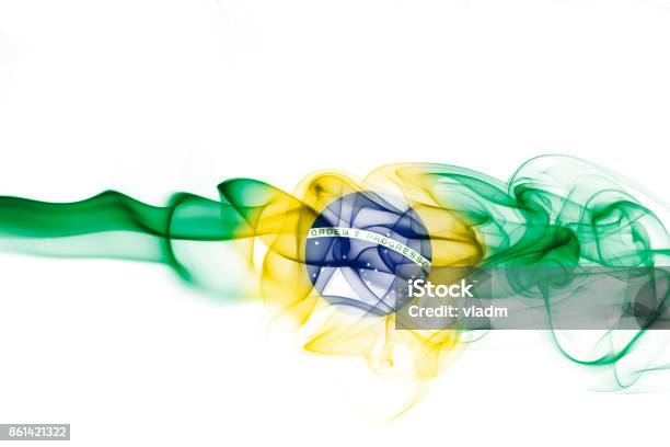 Brazil National Smoke Flag Stock Photo - Download Image Now - Abstract, Army, Art