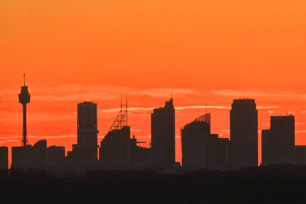 A cloudy sunrise over the Sandton skyline.